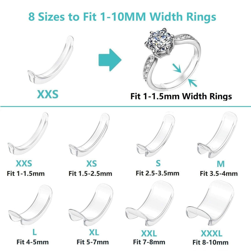 Invisible Ring Size Adjuster for Loose Rings Ring Adjuster Sizer Fit Any Rings Ring Guard Spacer (Clip-ON, 8 PCS) - NewNest Australia