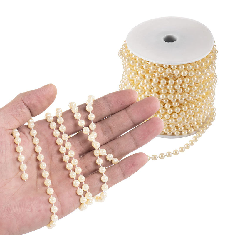 Craft String of Pearls 6MM Pearl Bead, 66 Feet Ivory Faux Pearl Garland Roll Strand for Wedding Party Decoration 6mm × 66 feet - NewNest Australia