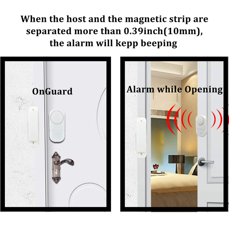 5 Pack Wireless Door Window Alarm, Magnetic Burglar Alert Sensor with Batteries Ideal for Home, Garage, Apartment, Dorm, RV and Office (White) - NewNest Australia