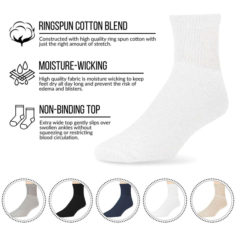 Big and Tall Diabetic Neuropathy Ankle Socks, King Size Mens Athletic Quarter Socks (Size: 13-16) White 6 - NewNest Australia