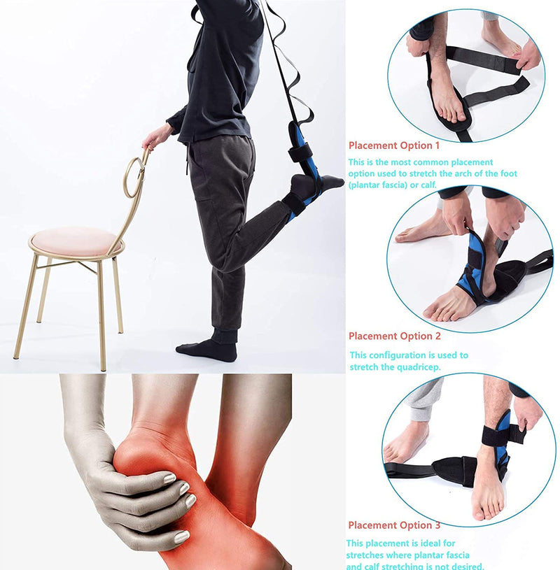 Foot and Calf Stretcher for Plantar Fasciitis, Achilles Tendonitis, Heel Spurs and Foot Drop, Improve Muscle Strength Relief Foot Pain Leg Stretcher Yoga Stretching Strap for Thigh Calf and Hamstring - NewNest Australia