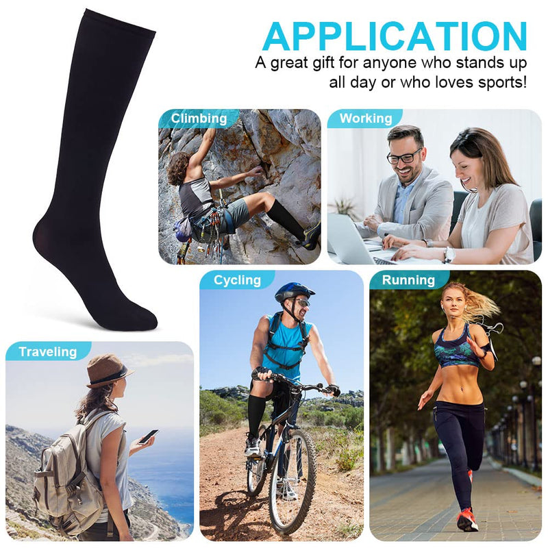 Acwoo Compression Socks For Men And Women, 6 Pairs Of Support Stockings, Medical Compression Socks, Black Thrombosis Socks With 15-20 Mmhg, Compression Socks For Nurse Accessories - NewNest Australia