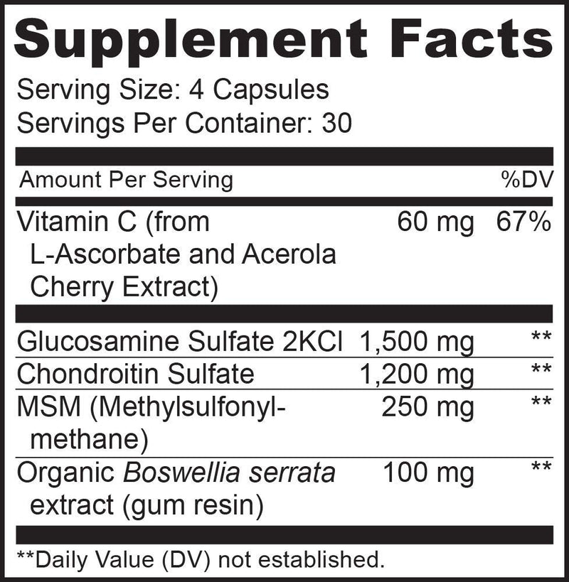 NATURELO Glucosamine Chondroitin MSM with Boswellia and Vitamin C - Supplement for Joint Comfort, Mobility, and Strength - 120 Capsules - NewNest Australia