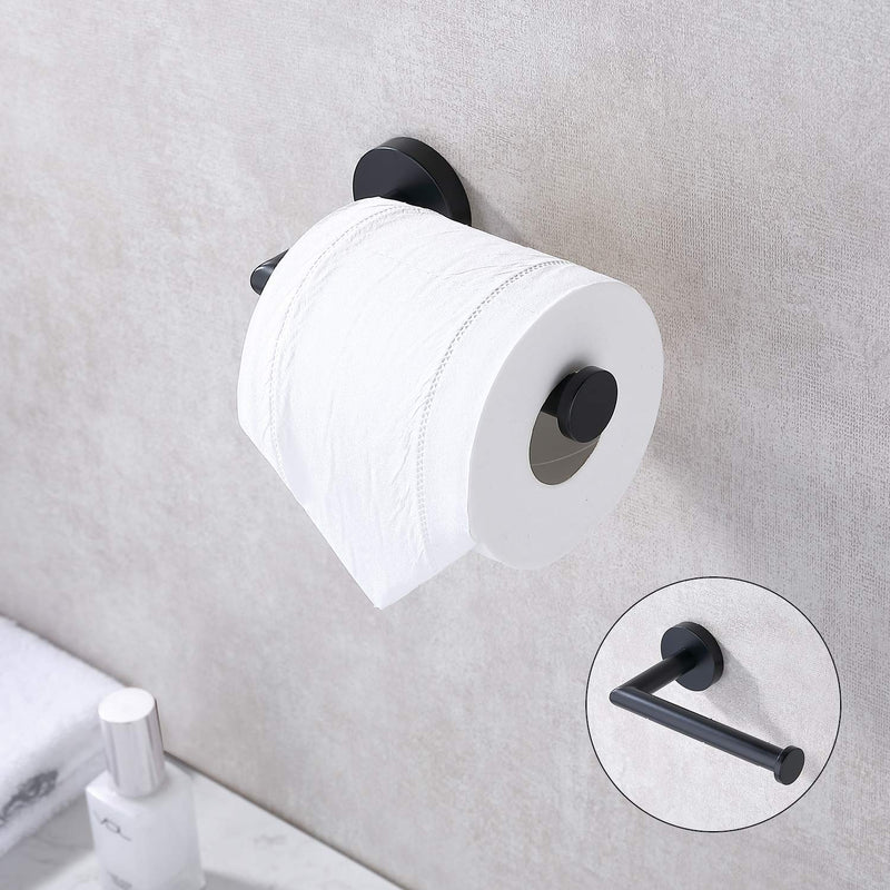 TASTOS Matte Black Toilet Paper Holder Stainless Steel, Bathroom Tissue Roll Holder Dispenser Half Open Round Wall Mount for Washroom & Kitchen (Black) - NewNest Australia