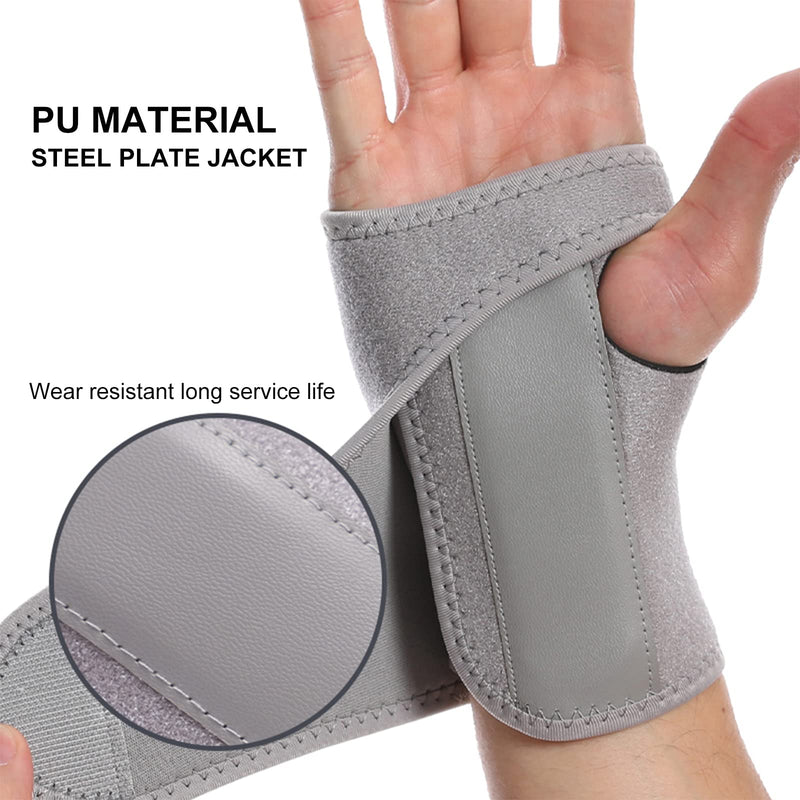 Wrist Splint Support Brace Compression Wrist Brace Elastic Adjustable Carpal Tunnel Support with Metal Strip for Sports, Fitness, Arthritis, Tendonitis One Size Single (Left Hand, Grey) Left Hand - NewNest Australia