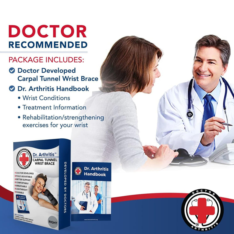 Doctor Developed Carpal Tunnel Night Wrist Brace & Wrist Support (with splint) & Doctor Written Handbook - Fully Adjustable (Pair (Right & Left) 2 Pack - Splint Support (R & L) - NewNest Australia