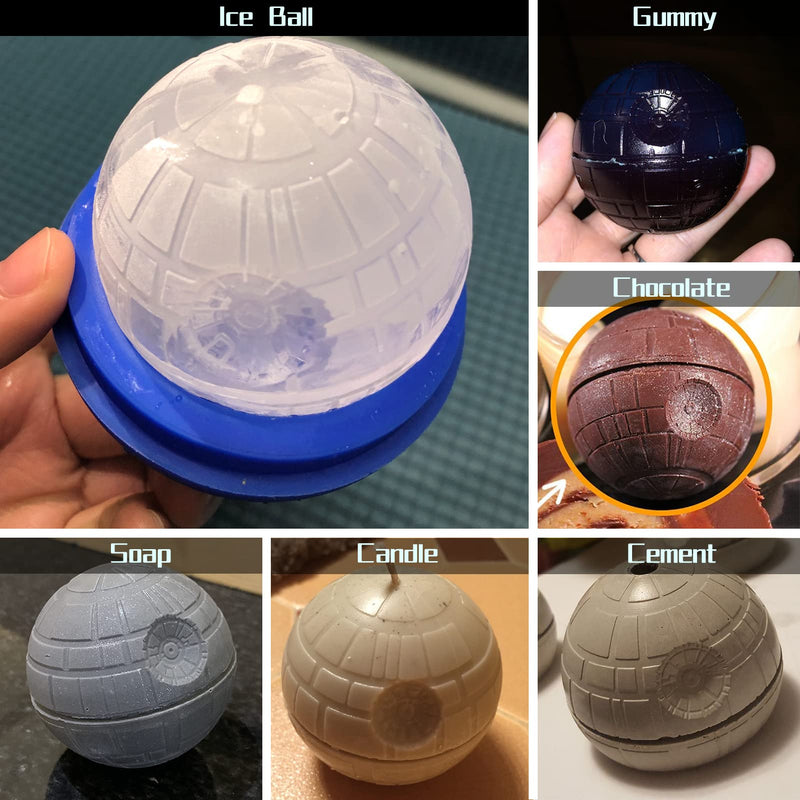 Death Star Ice Cube Mold 2 Packs Large Ice Ball Maker Silicone Ice Mould Tray and Chocolate Maker Tools for Whiskey, Bourbon and Cool Drinks (2) - NewNest Australia