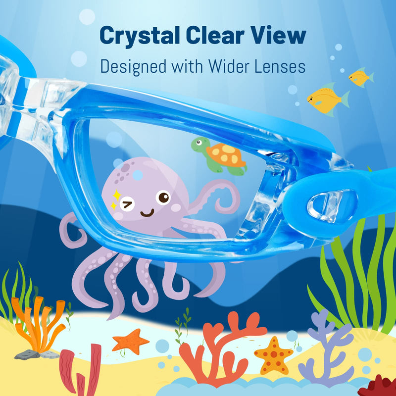Braylin Kids Swim Goggles, 2-Pack Swimming Goggles for Children, Teens, Boys or Girls, Anti-Fog Clear Vision Swim Pool Goggle 01.black(ultra Mirror Lens) + Blue(ultra Mirror Lens) - NewNest Australia
