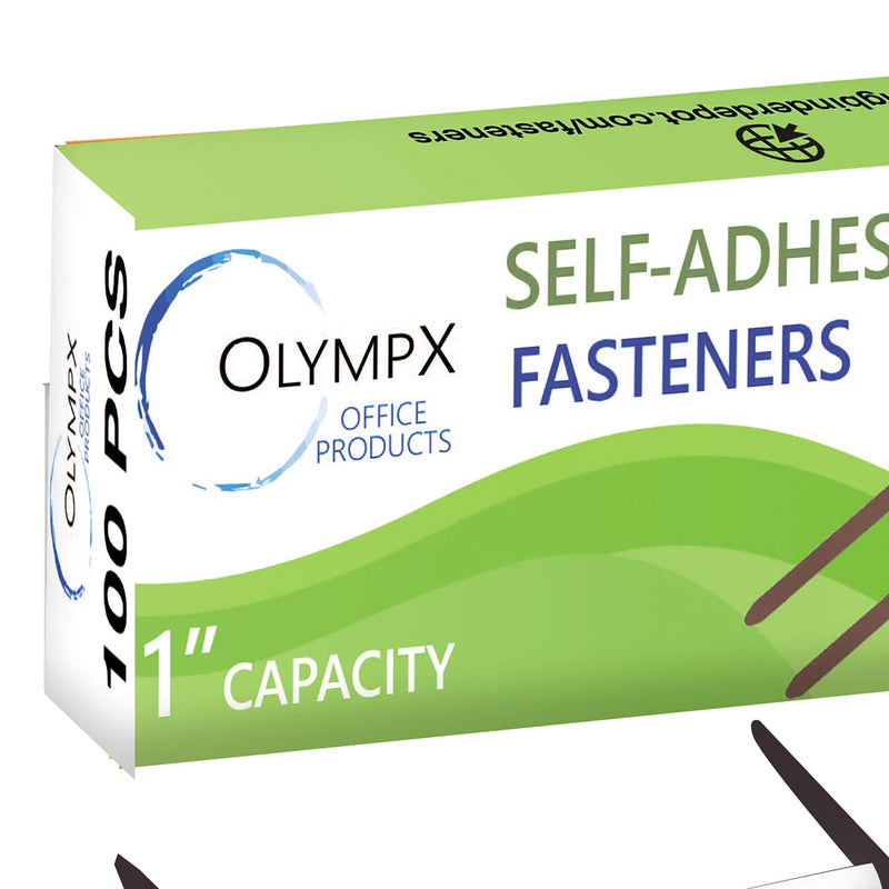 OLYMPX 100 Pcs of 1” Capacity Premium Self Adhesive Prong Paper Fastener Bases, 2.75 Inch Center for Paper File Clip Folder Accessories, 100 per Box - NewNest Australia
