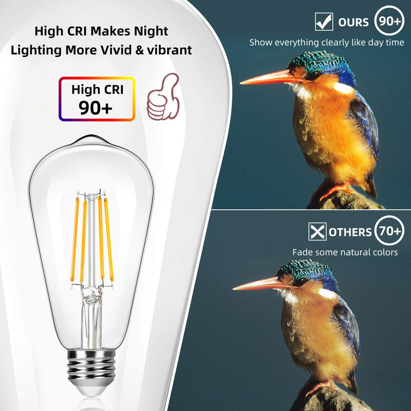 4-Pack Vintage 8W ST64 LED Edison Light Bulbs 100W Equivalent, 1400Lumens, 2700K Warm White, E26 Base LED Filament Bulbs, CRI 90+, Antique Glass Style Great for Home, Bedroom, Office, Non-Dimmable 2700K Warm White St64 - NewNest Australia