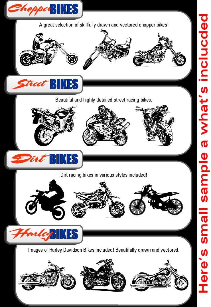 Motorcycle Biker Clipart-Vinyl Cutter Plotter Clip Art Images-Sign Design Vector Art Graphics CD-ROM - NewNest Australia