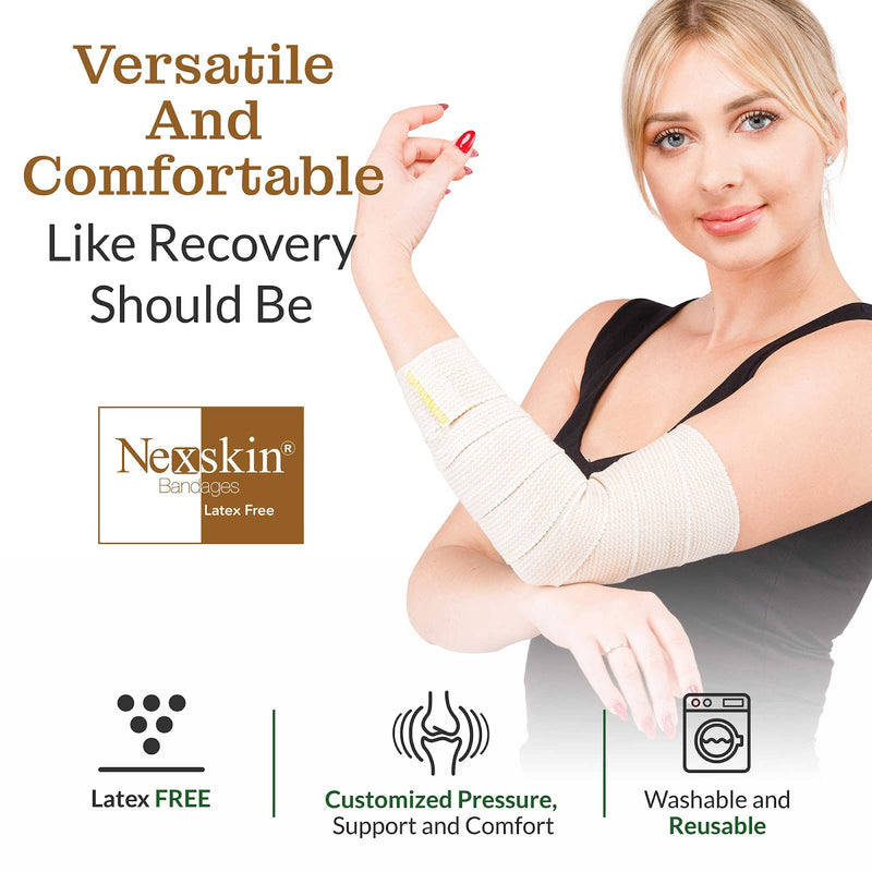 Nexskin (2” Wide, 1 Pack) | Latex Free Organic USA Cotton | Stretch Elastic Athletic/Medical Compression Bandage Hook & Loop Fasteners Both Ends | Lifetime Washable Reusable 2 Inch (Pack of 1) - NewNest Australia