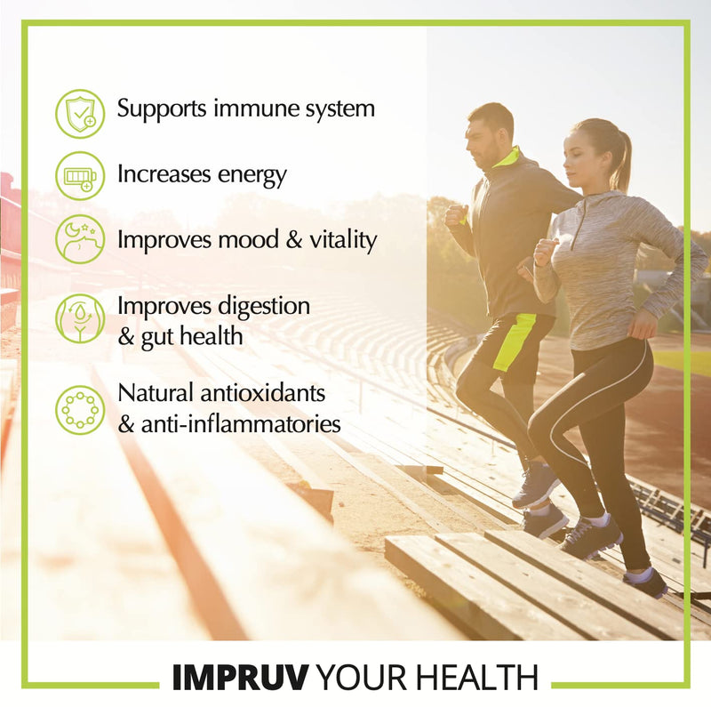 IMPRUVIT SUPERGREENS & SUPERFOOD CAPS 60 Vegan Capsules with Spirulina Turmeric Ginger Root Black Pepper Maca Root. Plant Based Antioxidant Anti-Inflammatory That Supports Whole Body Health & Immunity - NewNest Australia