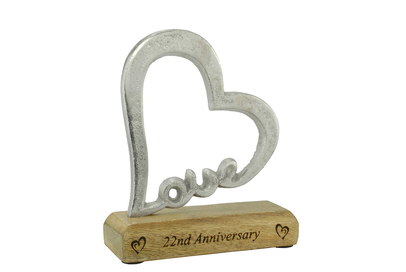 NewNest Australia - 22th Anniversary Rustic Heart Decoration – 22 Year Anniversary (hsslove22) 