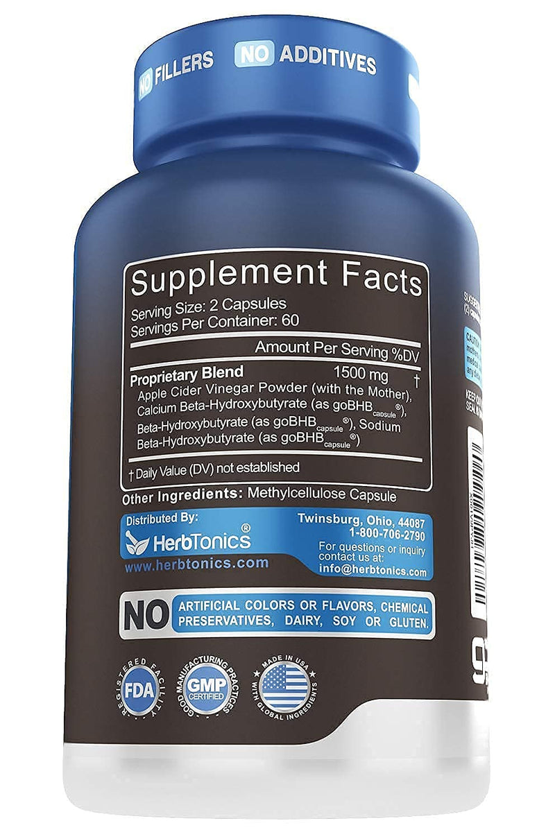 Apple Cider Vinegar Capsules Plus Keto BHB | Fat Burner & Weight Loss Supplement for Women & Men | Appetite Suppressant | 120 Vegan Diet Pills - NewNest Australia