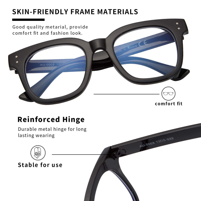 Madison Avenue Blue Light Blocking Glasses Oversized Fashion Blue Light Glasses for Women Anti Eyestrain & UV Protection Computer Eyeglasses (Black) Black - NewNest Australia