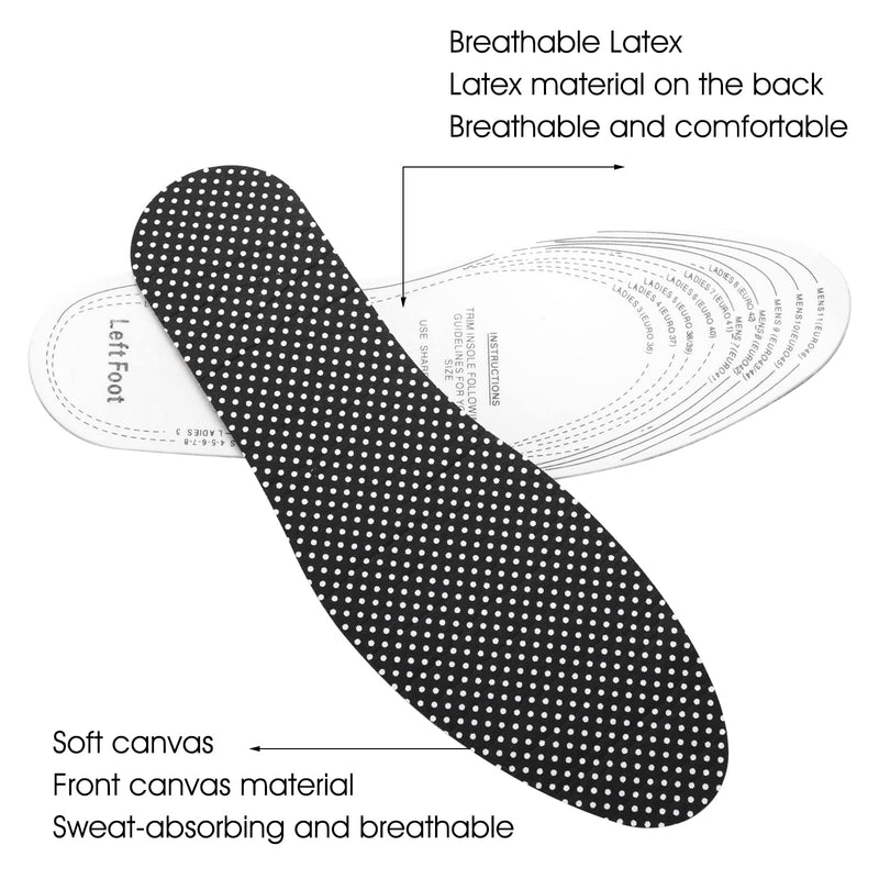 Sibba 2 Pairs Breathable Shoe Latex Insole, Memory Foam Inserts, Cut to Size Comfort Breathable Anti Odour Replacement Shoe Inserts for Sports Running Shoes, Walking Boots Men 41-46 Woman 36-42 - NewNest Australia