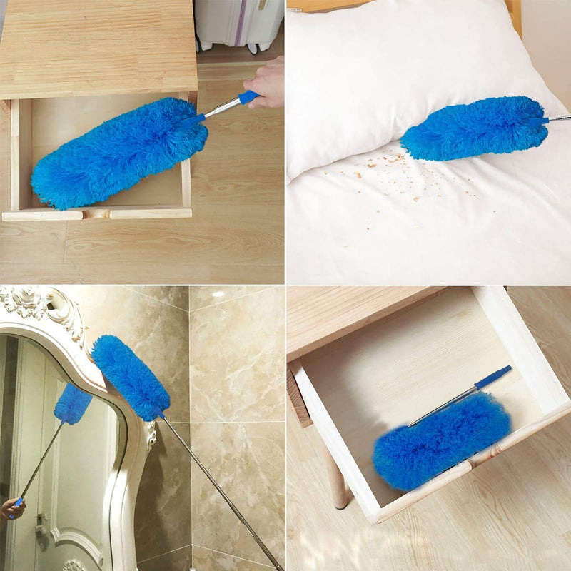 DELUX Microfiber Feather Duster Extendable Duster with 100 inches Extra Long Pole, Bendable Head & Long Handle Dusters for Cleaning Ceiling Fan, High Ceiling, Blinds, Furniture & Cars Blue - NewNest Australia