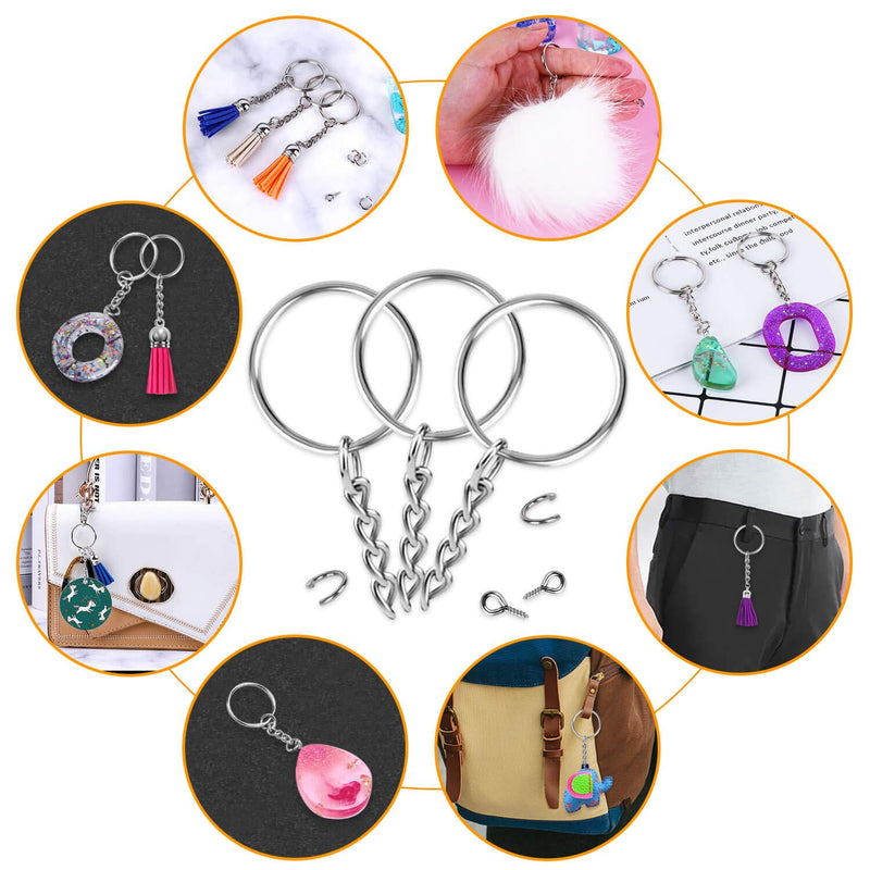 Keychain Rings for Crafts, Flasoo 360Pcs Keychains for Resin Include Key Rings with Chain, Jump Rings, Screw Eye Pins for DIY Keychain Making - NewNest Australia