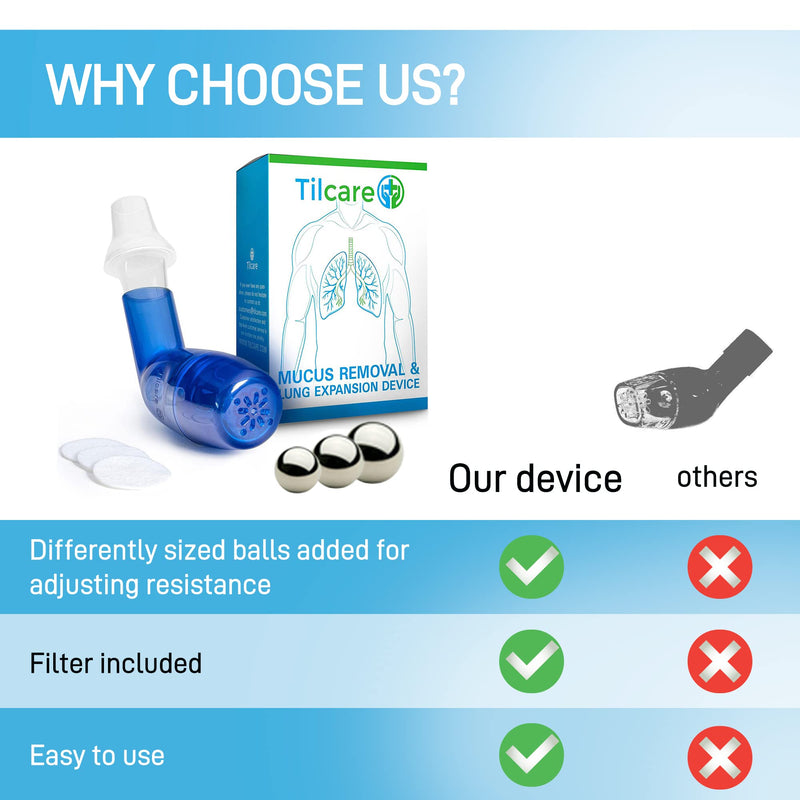 Mucus Relief Cleanser & Lung Expansion Device by Tilcare - Breathing Exerciser for Better Fitness & Sleep - Perfect Treatment Aid for COPD, Asthma, Bronchitis & Cystic Fibrosis - OPEP Flutter Machine - NewNest Australia