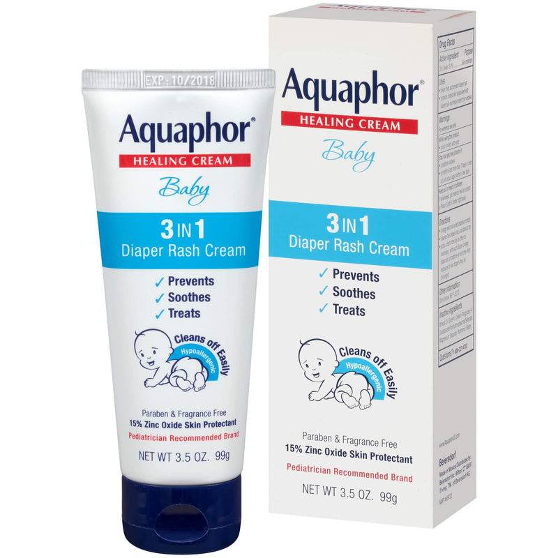 Aquaphor Baby Diaper Rash Cream, 3-in-1 Diaper Rash Relief, 3.5 Oz Tube, Pack of 3 - NewNest Australia