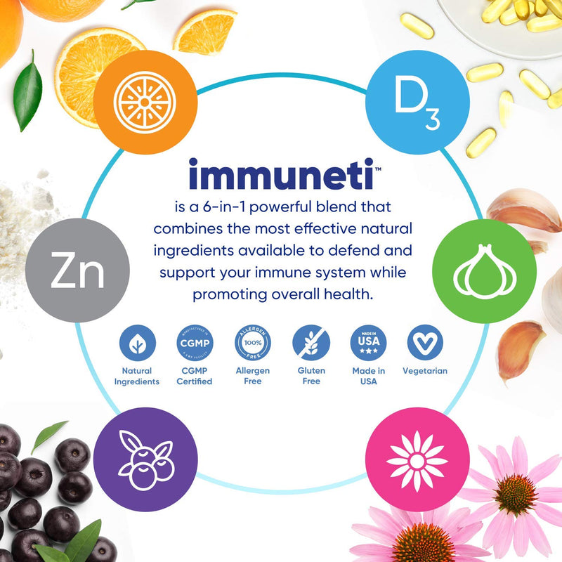 Immuneti - Advanced Immune Defense, 6-in-1 Powerful Blend of Vitamin C, Vitamin D3, Zinc, Elderberries, Garlic Bulb, Echinacea - Supports Overall Health, Provides Vital Nutrients & Antioxidants 1 - NewNest Australia