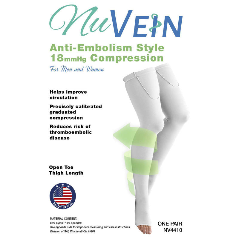NuVein Surgical Stockings, 18 mmHg Support for Embolic Recovery, Medical Unisex Fit, Thigh High, Open Toe, Beige, Medium - NewNest Australia