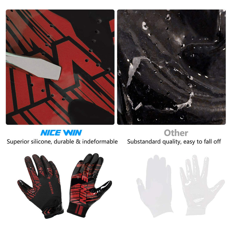 NICEWIN Football Gloves Adult Football Receiver Gloves for Men and Women Red 1 Small - NewNest Australia