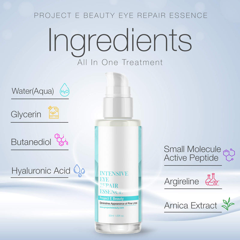 Project E Beauty Intensive Eye Repair Essence | Natural Organic Skin Care Facial Anti Aging Puffiness Dark Circles Wrinkles Fine Lines Removal Treatment 50ml 1.7oz - NewNest Australia