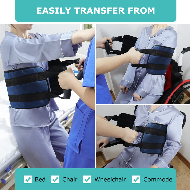 [Delete] 110 Cm Transfer Belt For Patients, Padded Bed Transfer Care Strap For Disabled, Elderly, Seniors, Injured - Safe Rotating Aid Movement From Car, Wheelchair, Bed (Blue) - NewNest Australia