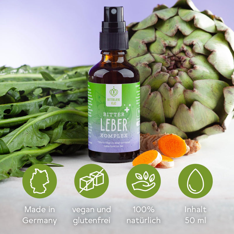 BitterLiebe® Liver Complex Spray - Natural Support of Liver Function with Bitter Substances and Choline, for Fat Digestion and Detoxification - NewNest Australia
