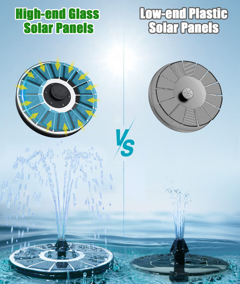 SZMP Solar Fountain Upgraded 100% Glass Panel, 3.5W Solar Powered Fountain Pump with 7 Nozzle & 4 Fixer, Solar Bird Bath Fountain with Battery for Garden, Pond, Pool, Fish Tank, Outdoor (Colorful) Colorful Led Lights - NewNest Australia