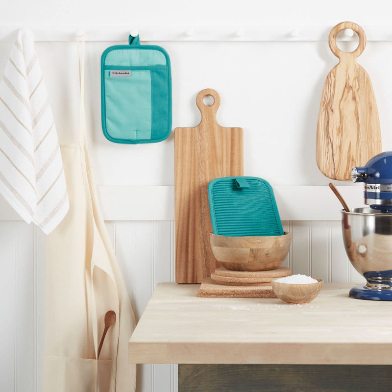KitchenAid Beacon Two-Tone Pot Holder 2-Pack Set, 7"x10", Aqua Sky 7"x10" - NewNest Australia