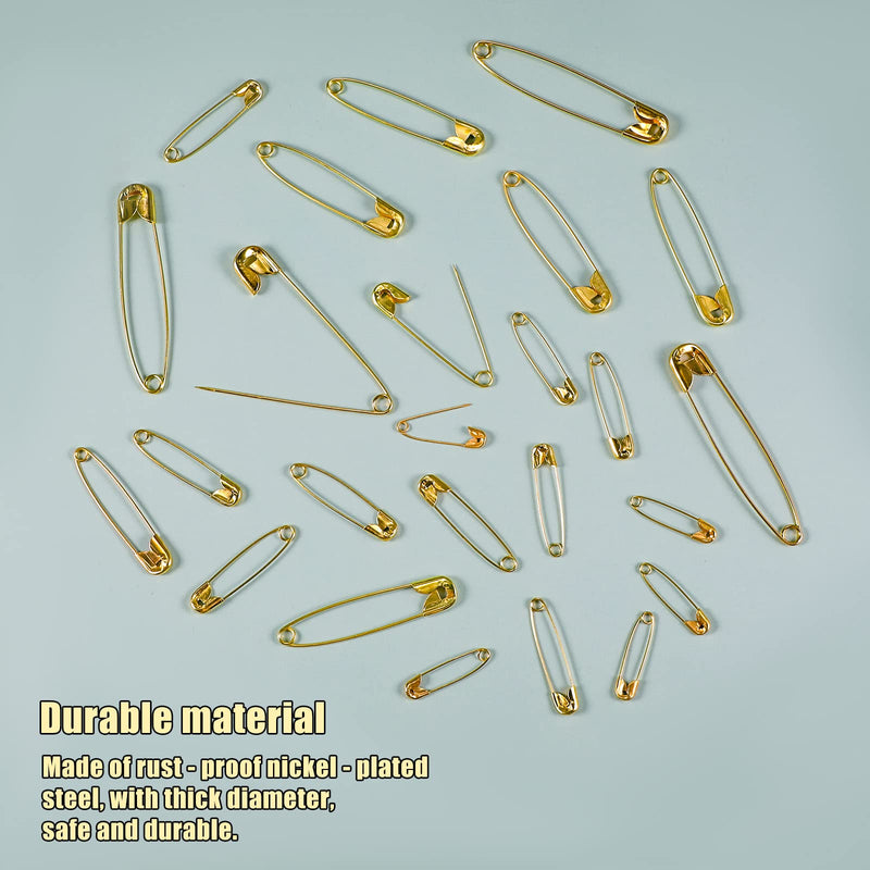 LUTER 250 Pieces 6 Sizes Safety Pins Large and Small Safety Pins Durable, Rust-Resistant for Art Craft Sewing Jewelry Making Home Office Use (Gold) - NewNest Australia