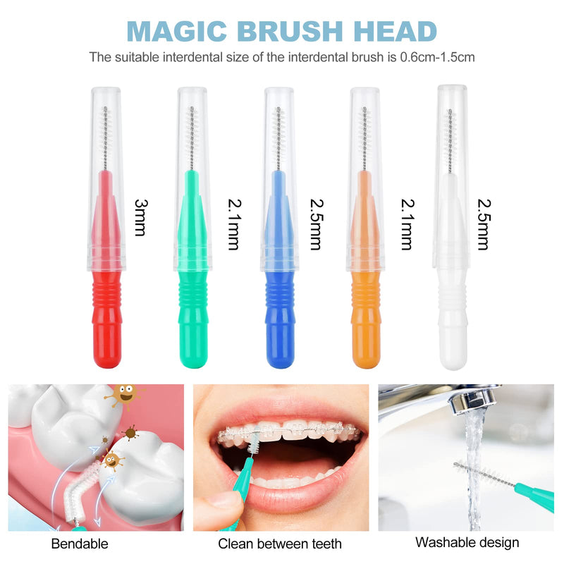 ACWOO Interdental Brushes, 60 Pcs Dental Brushes Toot Floss Set with 30 Pcs Soft Dental Brushes and 30 Pcs Floss Picks, Oral Dental Hygiene Brush Tooth Cleaning Tool for Oral Cleaning & Care - NewNest Australia