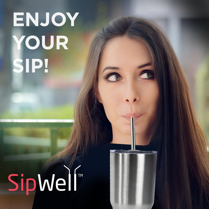 SipWell Stainless Steel Drinking Straws, Set of 4, Free Cleaning Brush Included 8.46 Inches Long - 6mm - NewNest Australia