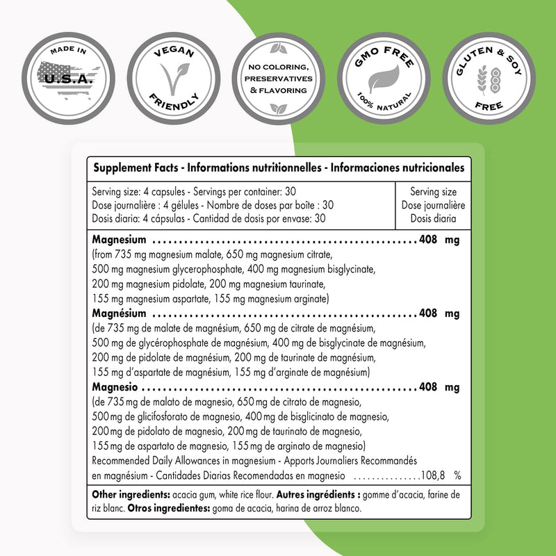 Supersmart - Optimag - Minerals - Magnesium Formula With 8 Different Forms Of Magnesium For Optimal Assimilation To Combat Magnesium Deficiency | Non-Gmo - 120 Vegetarian Capsules - NewNest Australia
