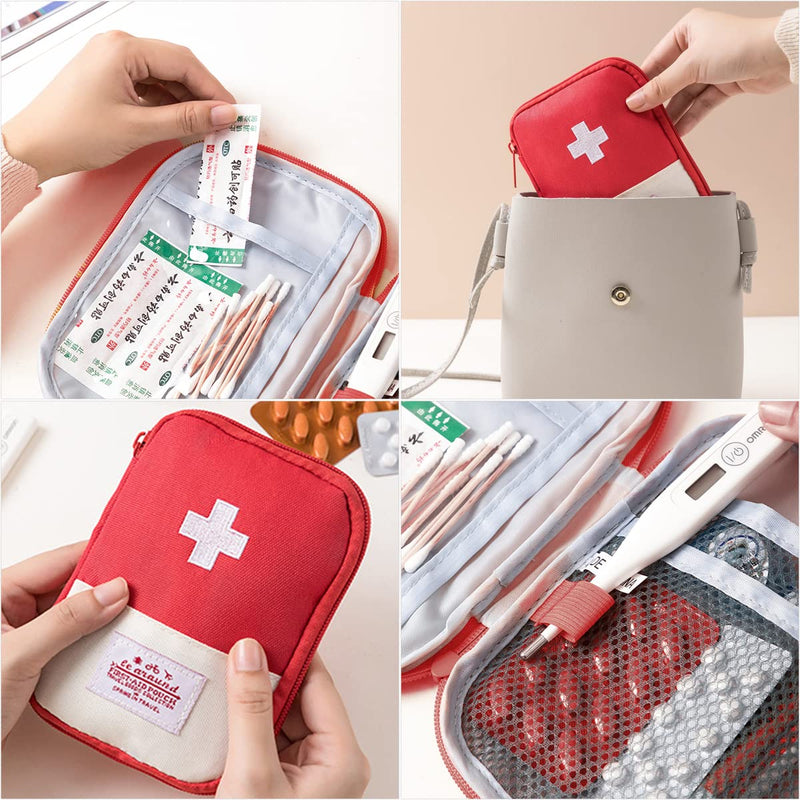 Travel Mini First Aid Bag, 2 Pieces Portable Mini First Aid Kit Storage Bag For Medicine Boxes, Reusable Medical Kits Empty Rescue Bag For Camping Hiking Emergency Blue - NewNest Australia