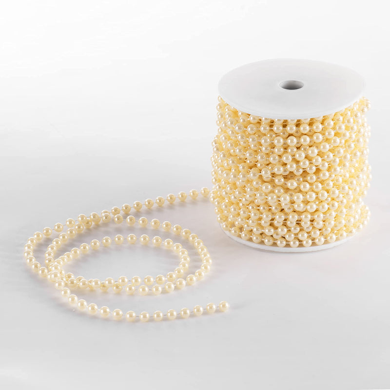 Craft String of Pearls 6MM Pearl Bead, 66 Feet Ivory Faux Pearl Garland Roll Strand for Wedding Party Decoration 6mm × 66 feet - NewNest Australia