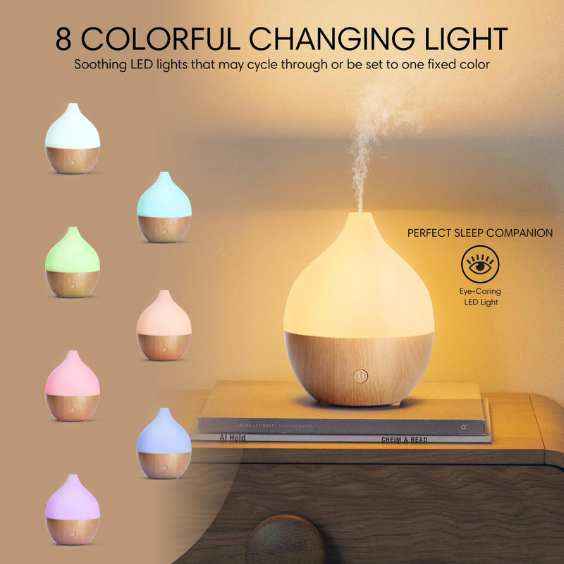 SALKING Aroma Diffuser, 100ml Small Ultrasonic Aromatherapy Diffuser for Essential Oils, with Automatic Shut-Off Function, Warm White Light White Wood Grain Diffuser for Home Office or Yoga - NewNest Australia