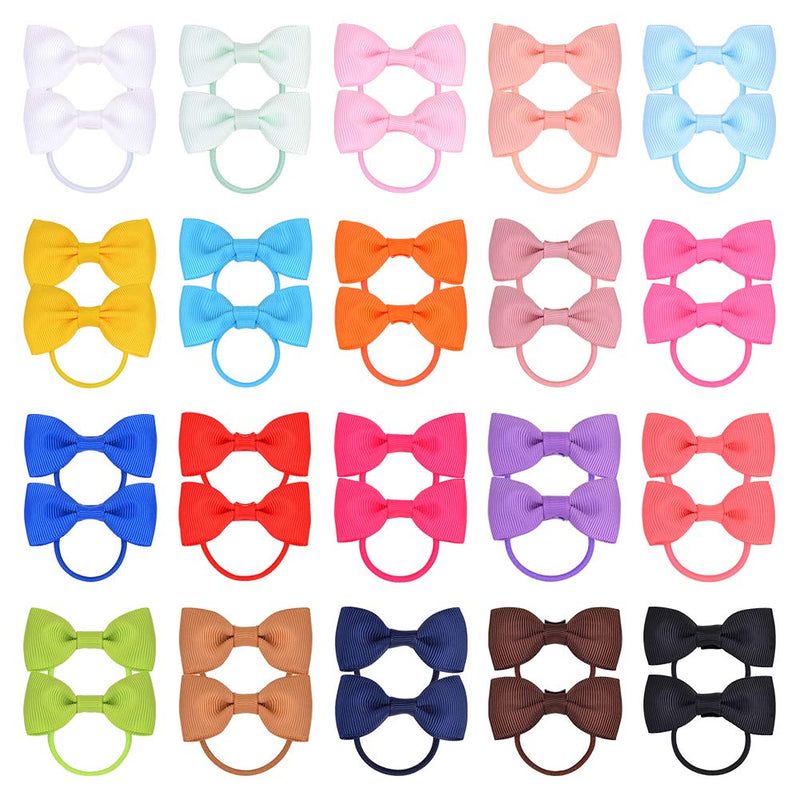 40PCS 2 Inches Baby Girls Hair Bows Ties Mini Boutique Elastic Hair Rubber Ribbon Hair Band Accessories for Kids Toddlers Infants (40 PCS) 40 PCS - NewNest Australia