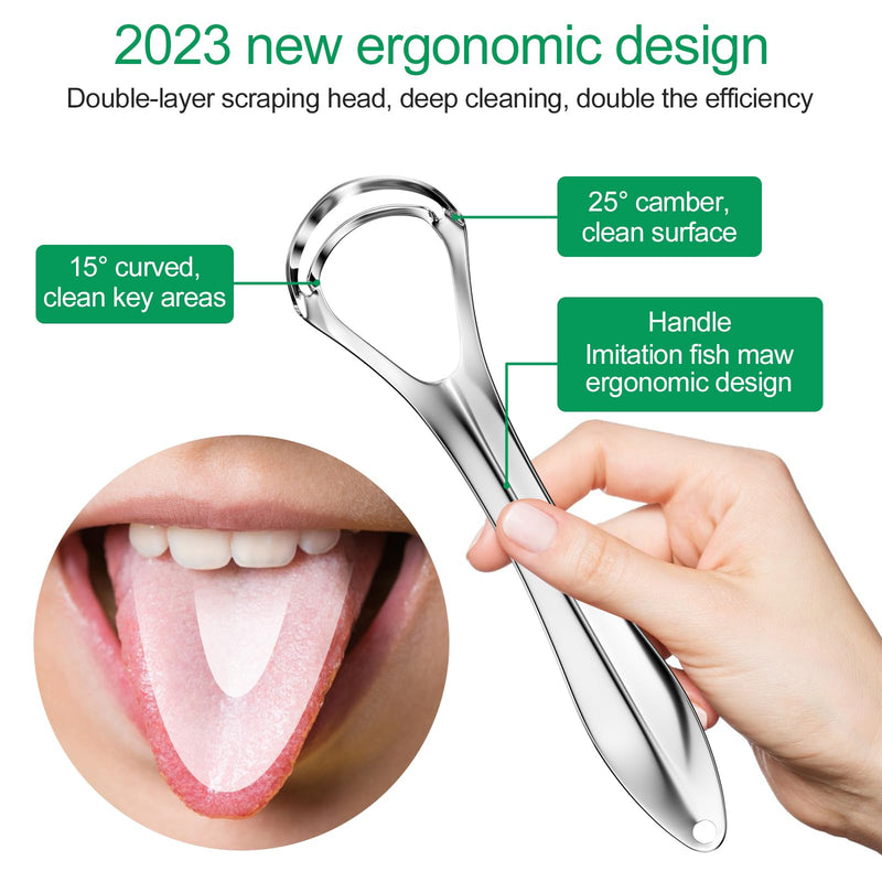 Fousenuk Tongue Cleaner 304 Stainless Steel Tongue Scraper Set Against Bad Breath Tongue Brush For Fresh Breath Tongue Cleaner With Handle For Adults And Children Pack Of 2 - NewNest Australia