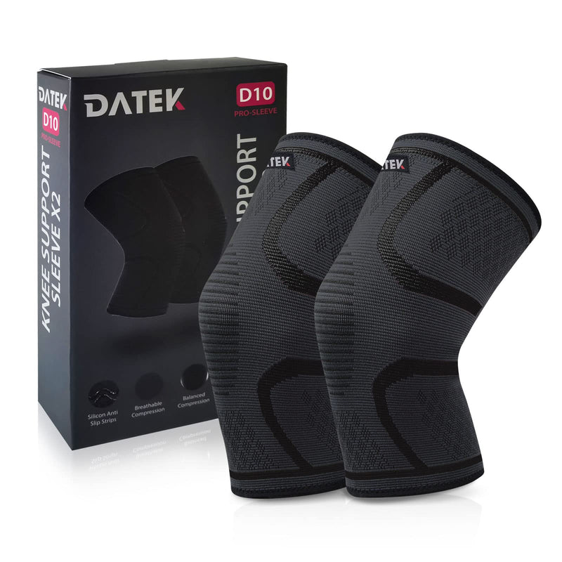 Datek Pair of Knee Brace Support Sleeves. Unisex compression knee sleeve to relieve knee pain, Meniscus tear, Arthritis. FREE 3 Natural Pain Relief Knee Plasters. Suitable for sports. (L) L - NewNest Australia