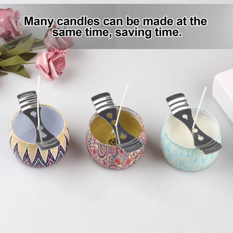 DINGPAI 20pcs Candle Wick Holder, 180pcs Candle Wick Stickers, Silver Stainless Steel Candle Wick Centering Devices, Candle Making Supplies for Candle Making, Candle DIY 20pcs holders+180pcs stickers - NewNest Australia