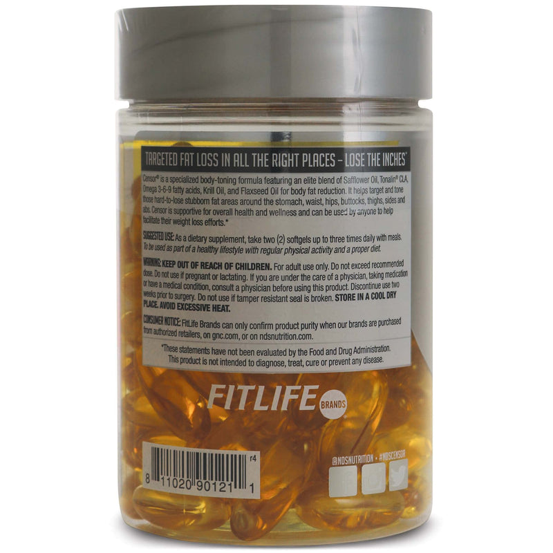 NDS Nutrition Censor - Fat Loss and Body Toner with CLA, Fish Oil, Safflower and Omega 3-6-9 Blend - Dietary Supplement for Improved Energy and Health (90 Softgels) 90 Count (Pack of 1) - NewNest Australia