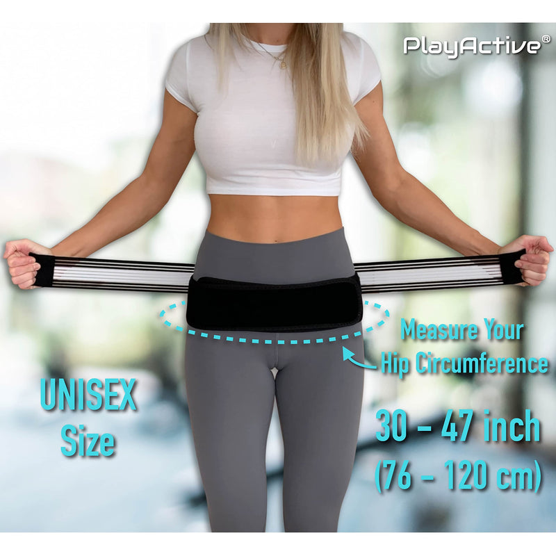 PlayActive Sacroiliac SI Joint Hip Belt - Lower Back Support Brace for Men and Women - Hip Braces for Hip Pain - Pelvic Support Belt - Trochanter Belt - Sciatica Pelvis Lumbar Pain Relief (Regular) REGULAR (Hip Size 30 - 47 inch) - NewNest Australia