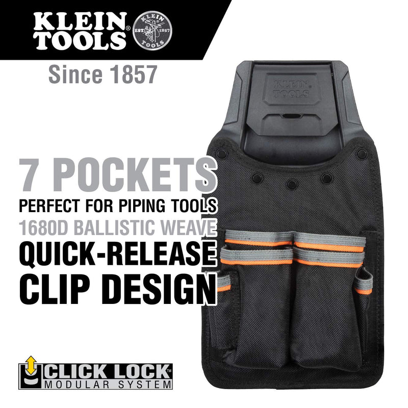 Klein Tools 55912 Tool Pouch, Tradesman Pro Modular Piping Tool Pouch with Belt Clip for Klein Click Lock Modular Wall Rack and Tool Belts Piping Pouch - NewNest Australia