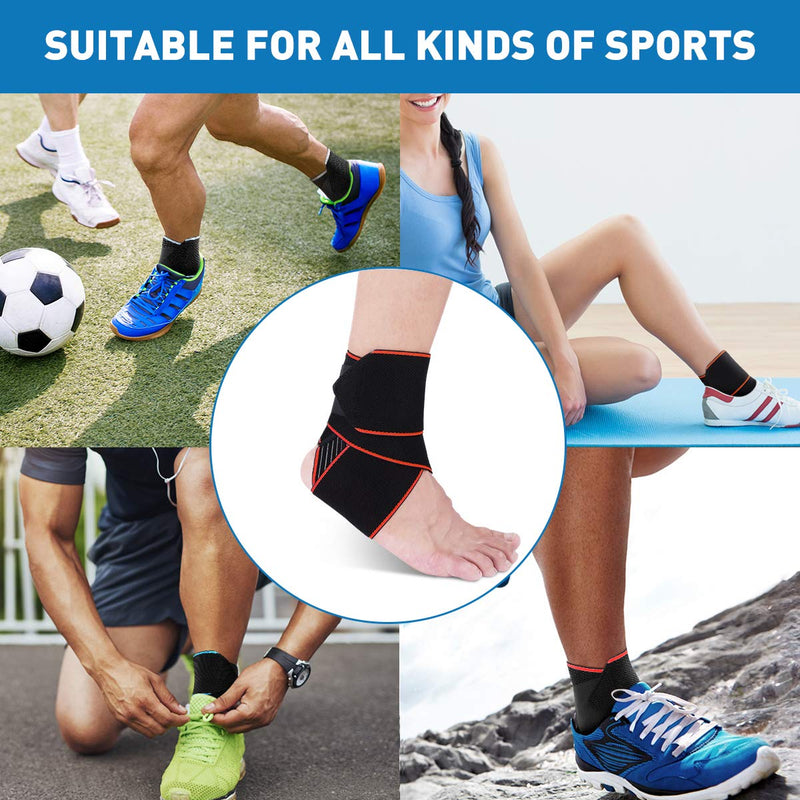WASPO Ankle Support Brace - Adjustable Ankle Brace Wrap Strap for Sports Protect, Plantar Fasciitis, Achilles tendonitis, Ligament Damage, Injury Recovery, One Size for Men Women 1 PC Orange Orange-1pc - NewNest Australia
