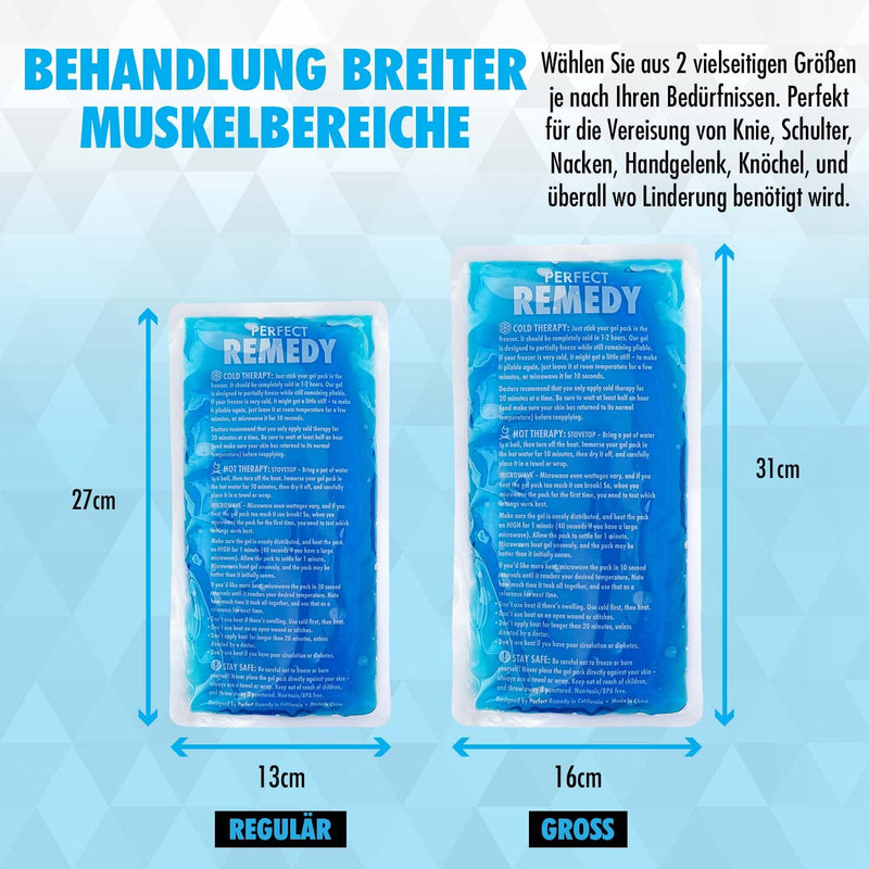 Perfect Remedy - Cooling Pads for Injuries, Reusable Cooling Pack & Heat Compresses, Cooling Pad for Pain Relief, Ice Pack Gel for Knees, Back, Neck, Ankles [Pack of 2, Regular, Blue] Blue Normal - NewNest Australia