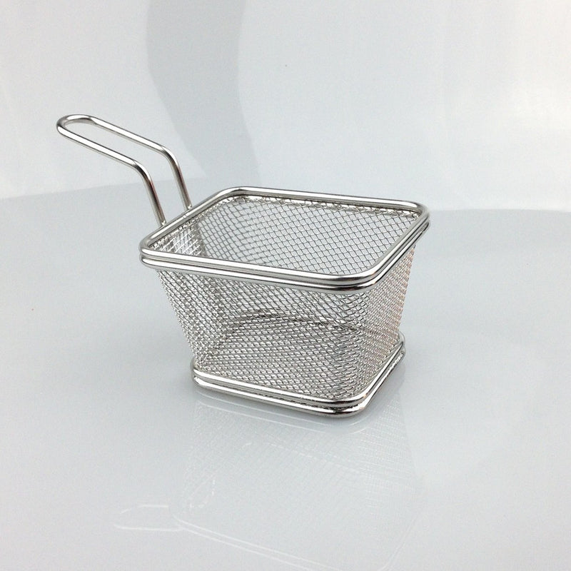 Stainless Steel Mini French Fries Basket Square Fryer Baskets, FDA Grade Kitchen Cooking Tool Food Presentation Tableware (Small 4inch 2pcs pack) - NewNest Australia